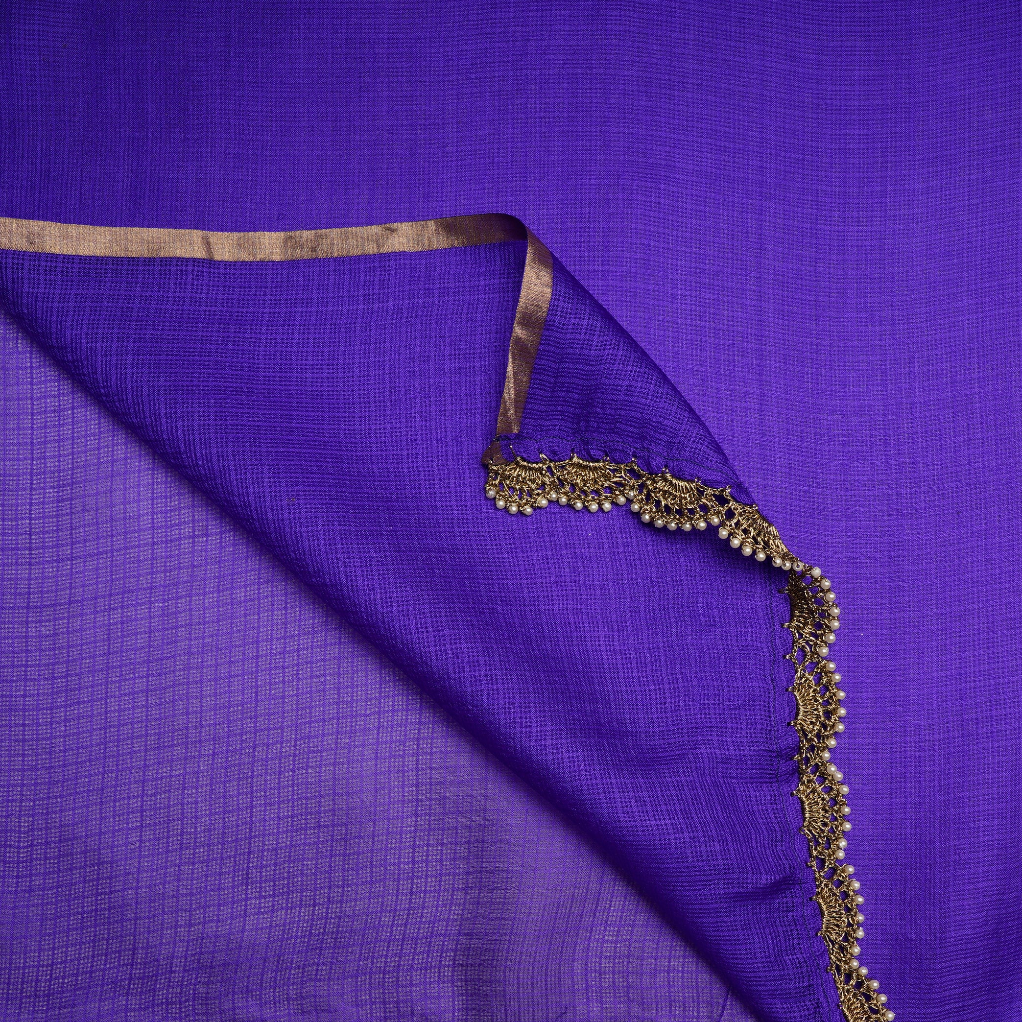 Violet Color Kota Silk Dupatta With Zari Border