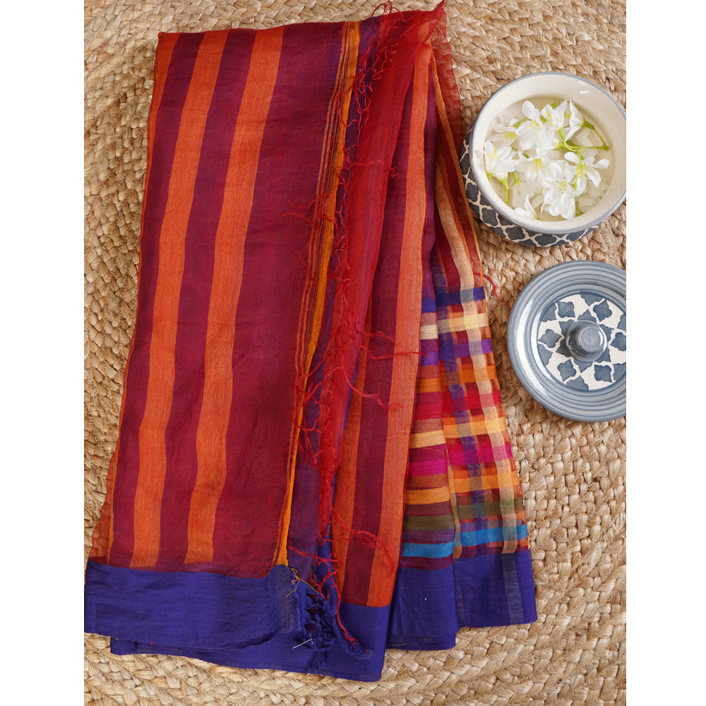 Red Color Handwoven Cotton Silk Saree