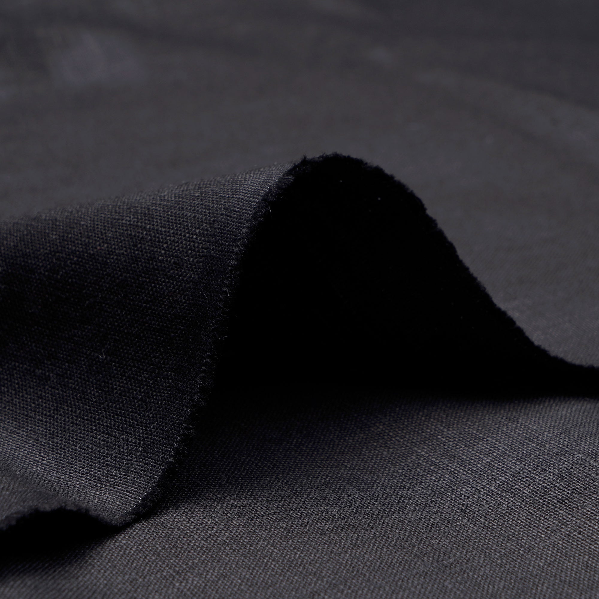 Black Mill Made Heavy Pure Linen Fabric