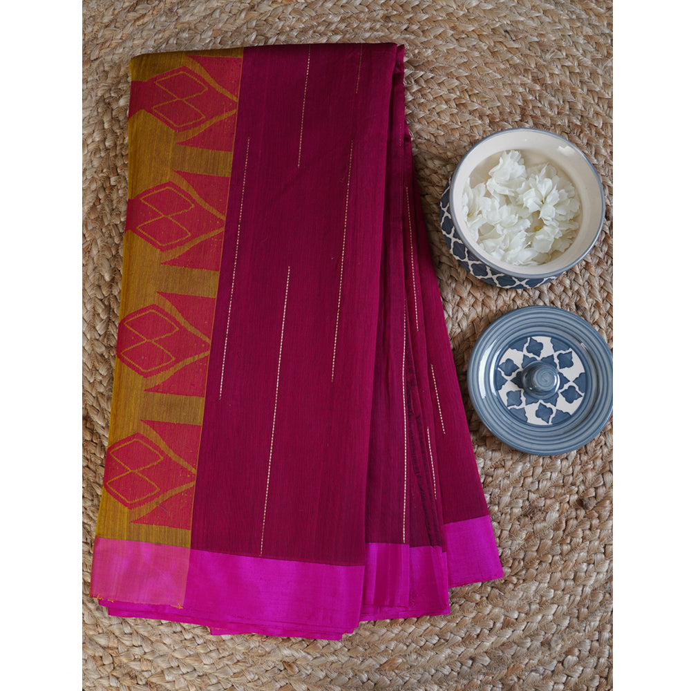 Multi Color Handwoven Chanderi Saree with Blouse Piece