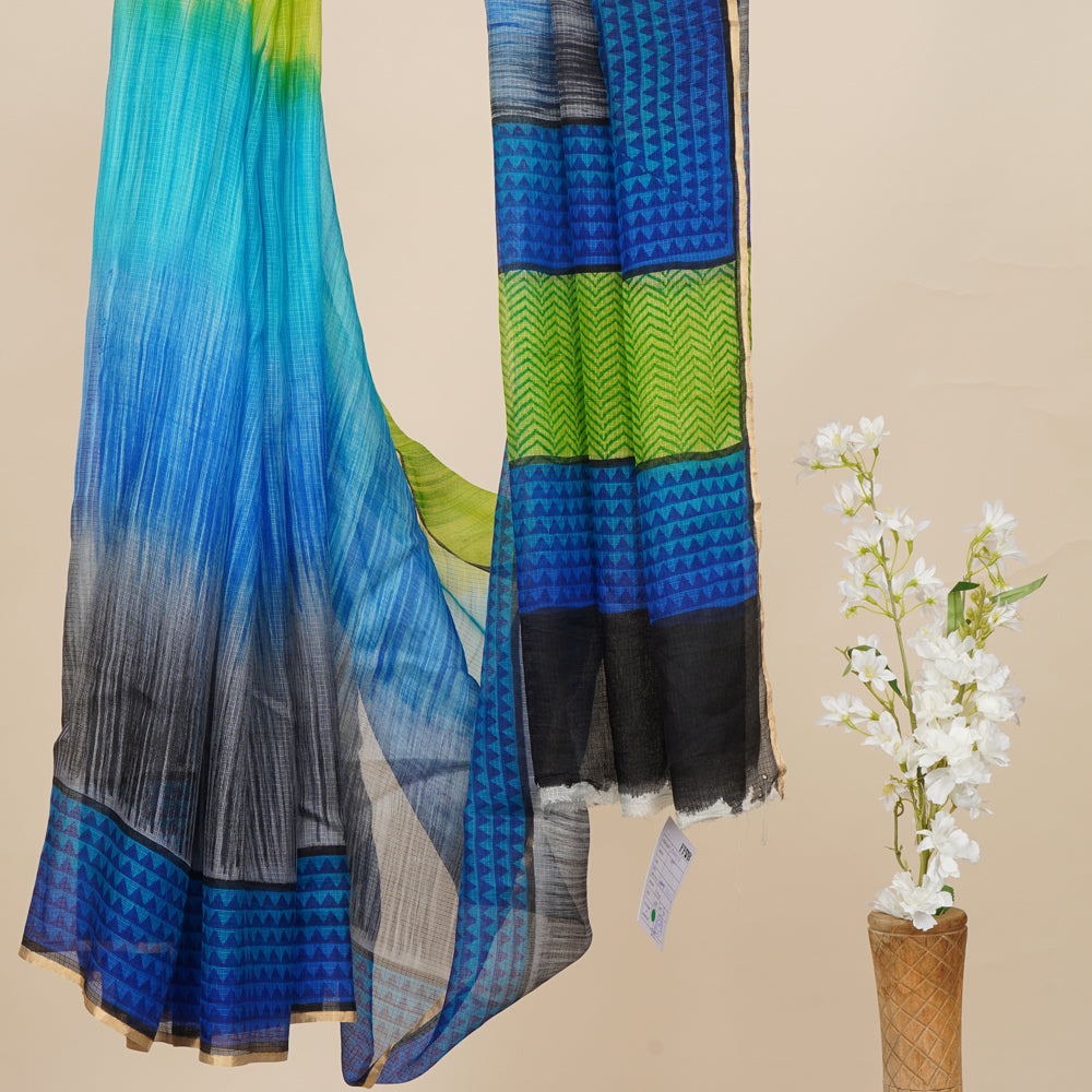 Multi Color Handwoven Kota Silk Saree with Blouse Piece