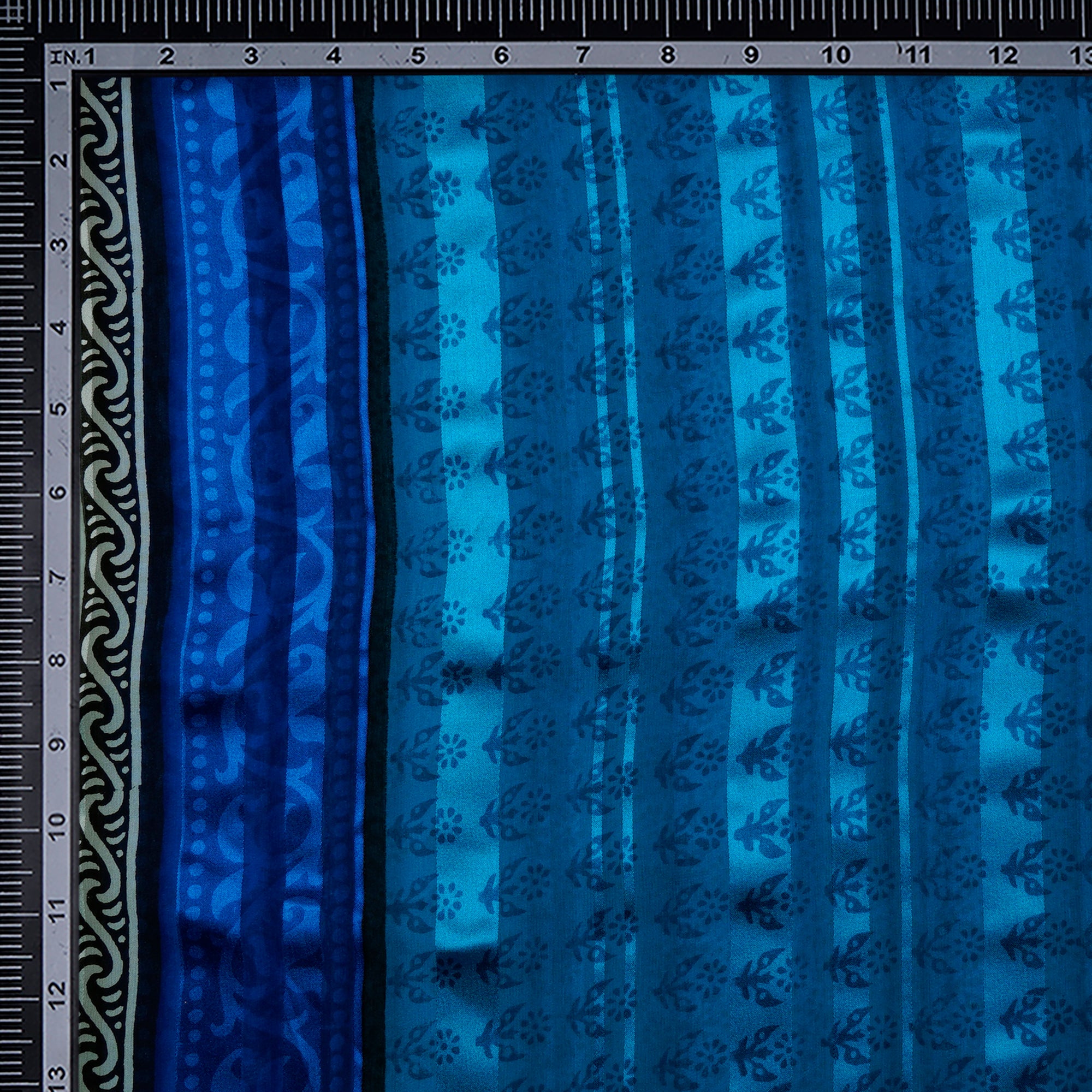 Blue Color Printed Satin Georgette Fabric