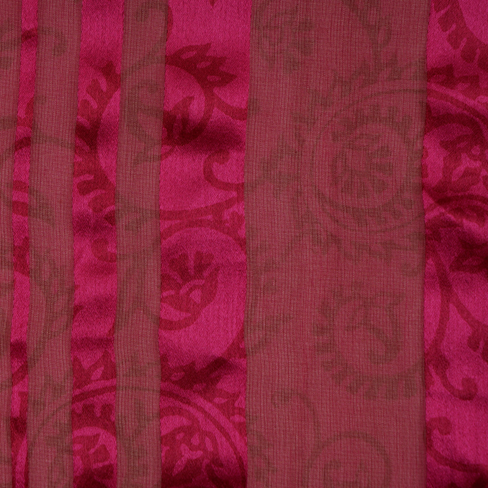 Pink Color Printed Georgette Satin Silk Fabric