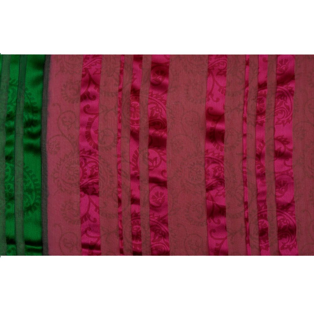 Pink Color Printed Georgette Satin Silk Fabric