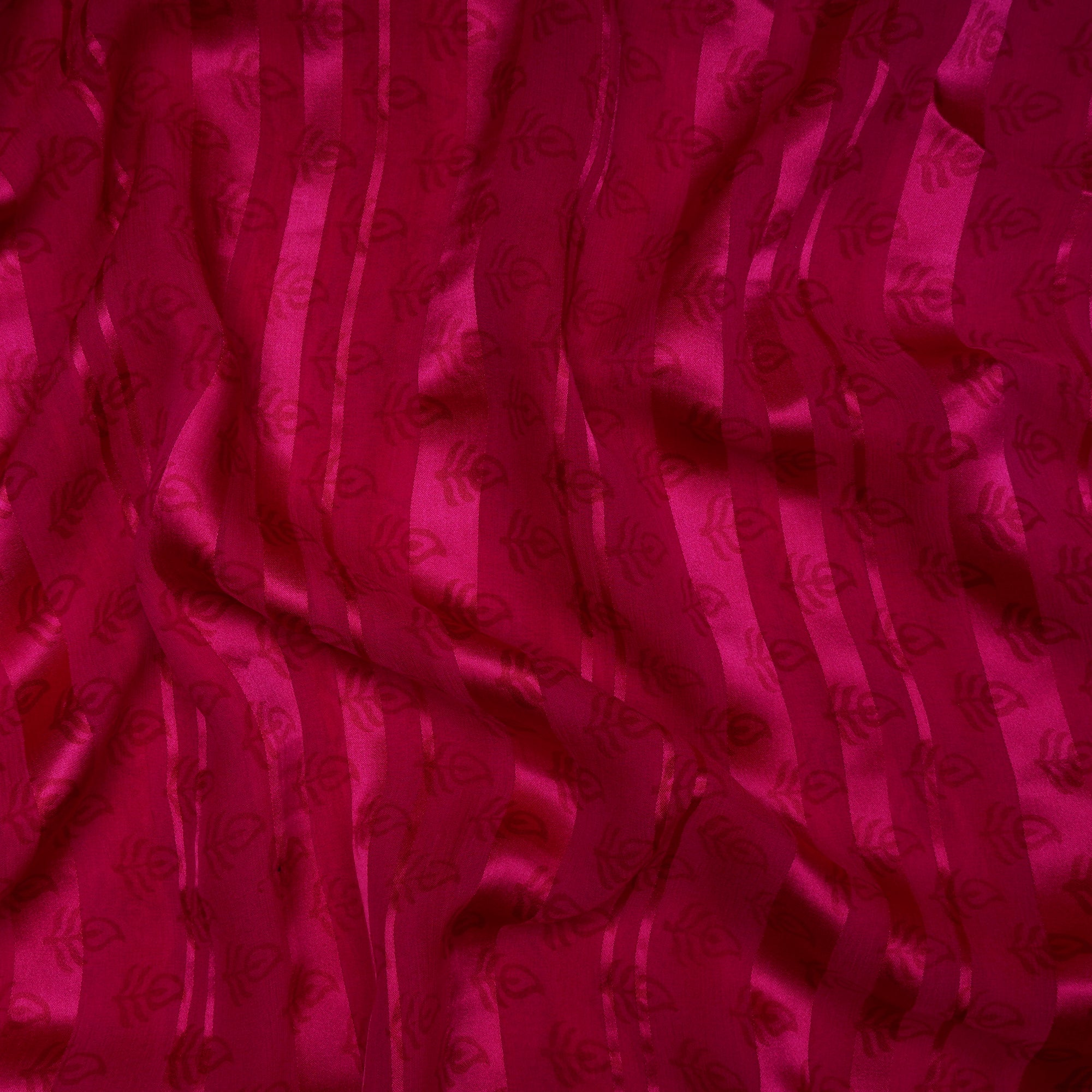 Pink-Orange Color Printed Georgette Satin Silk Fabric