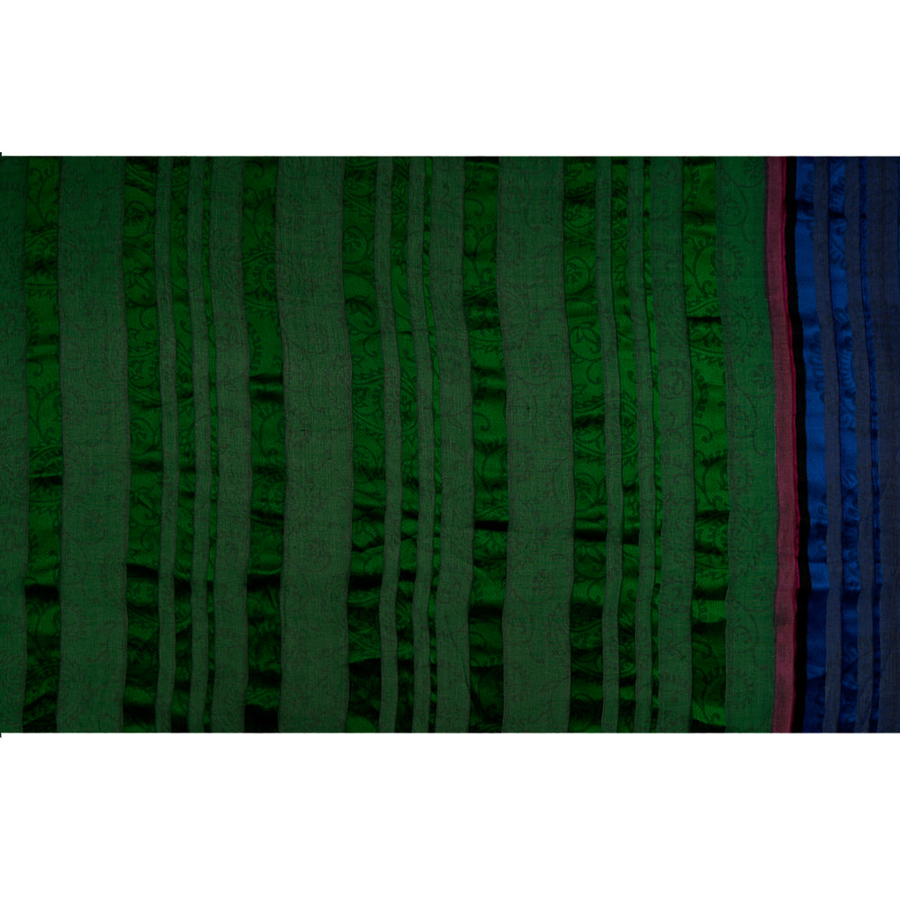 Green-Black Color Printed Georgette Satin Silk Fabric