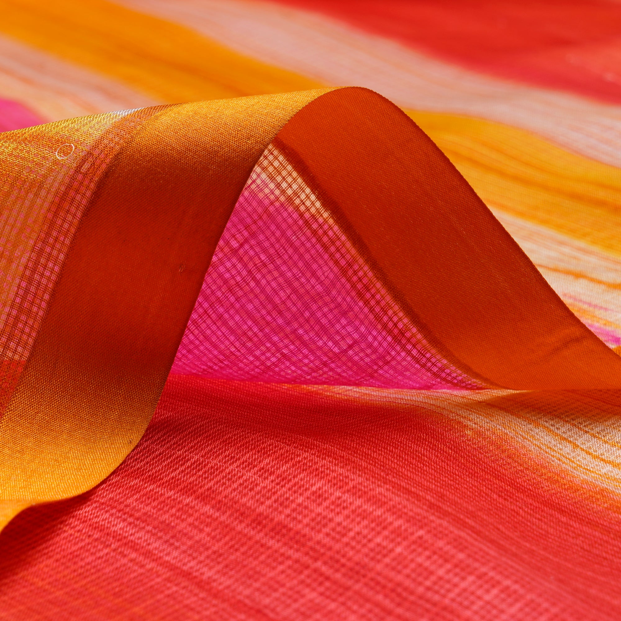 Multi Color Printed Kota Silk Fabric