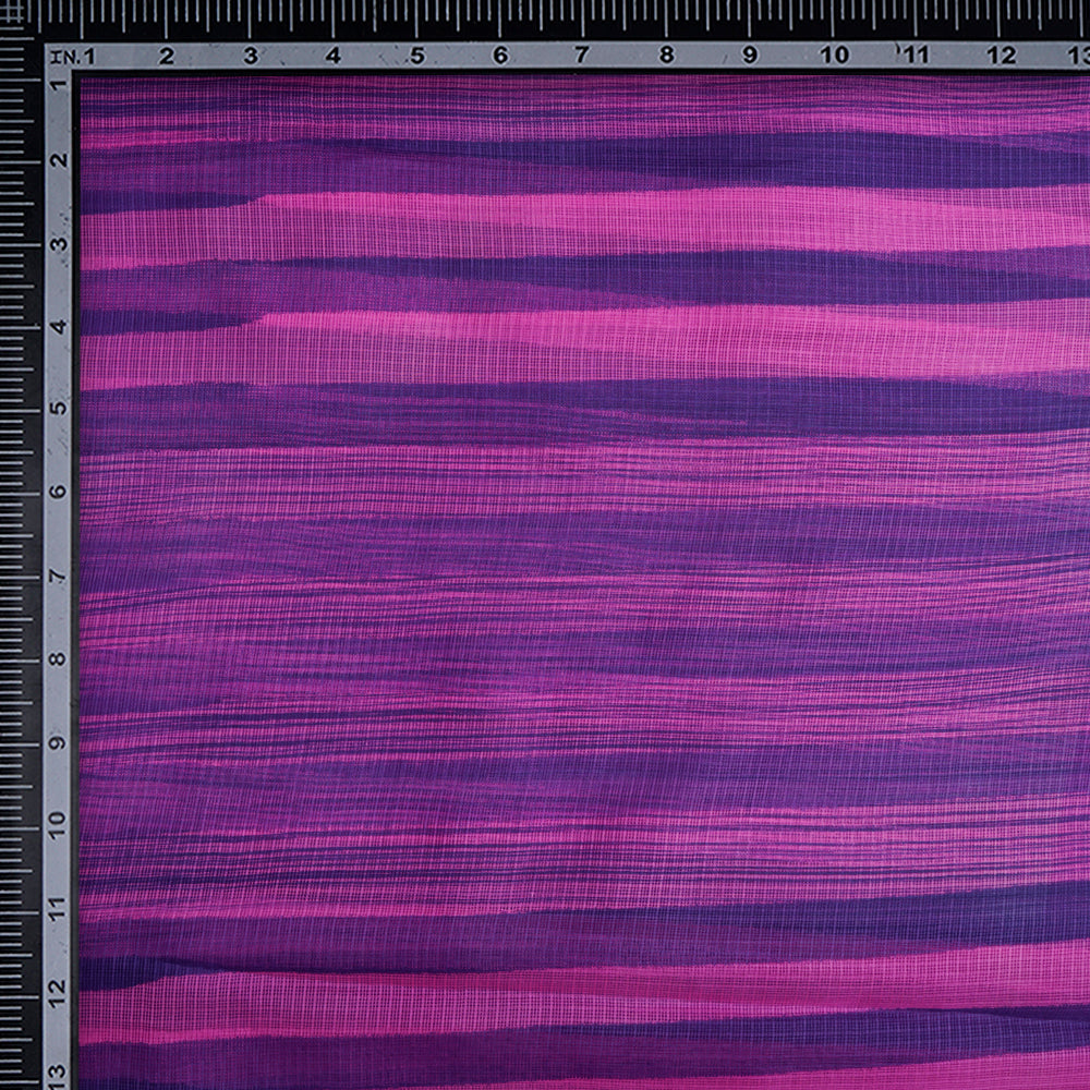 Pink Color Printed Kota Silk Fabric