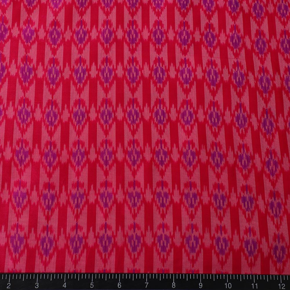Pink Color Handwoven Ikat Silk Fabric