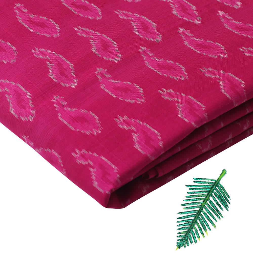 Magenta Color Handwoven Ikat Sico Silk Fabric