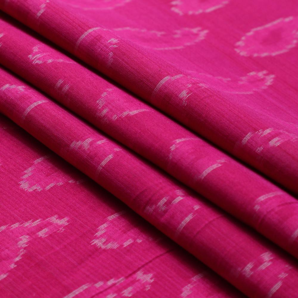 Magenta Color Handwoven Ikat Sico Silk Fabric