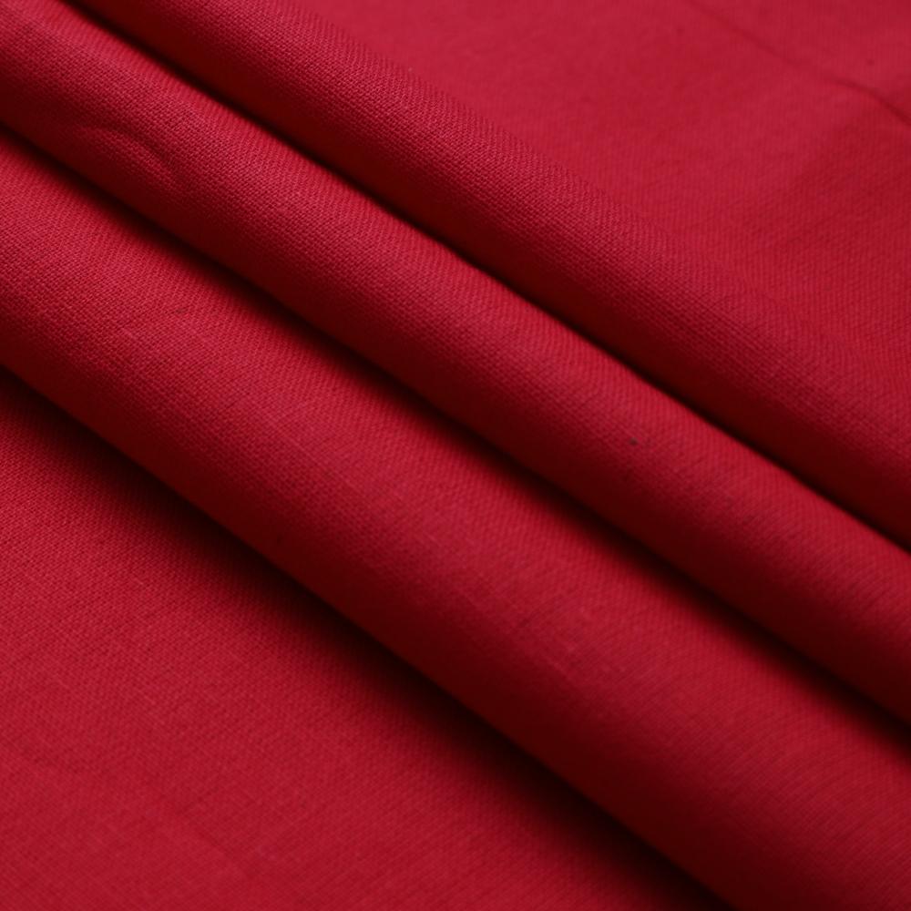 Red Color Handloom Cotton Fabric