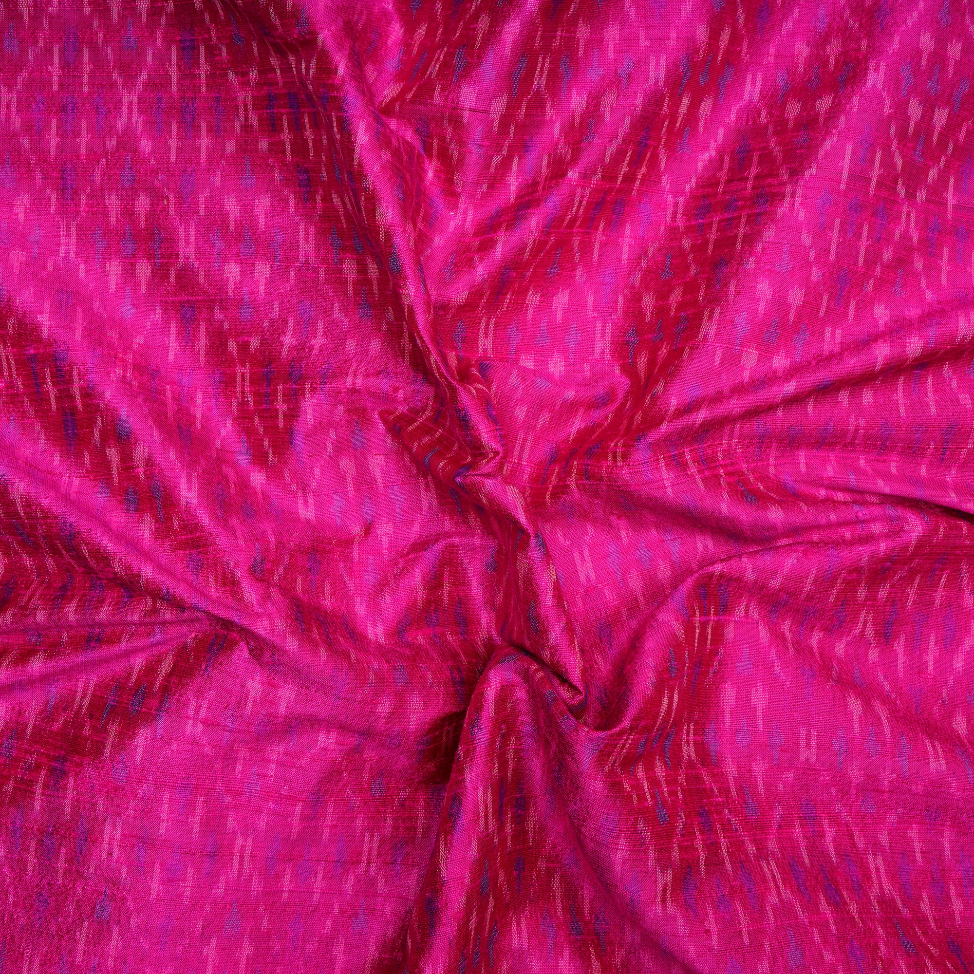 Rani Pink Handwoven Dupion Silk Ikat Fabric