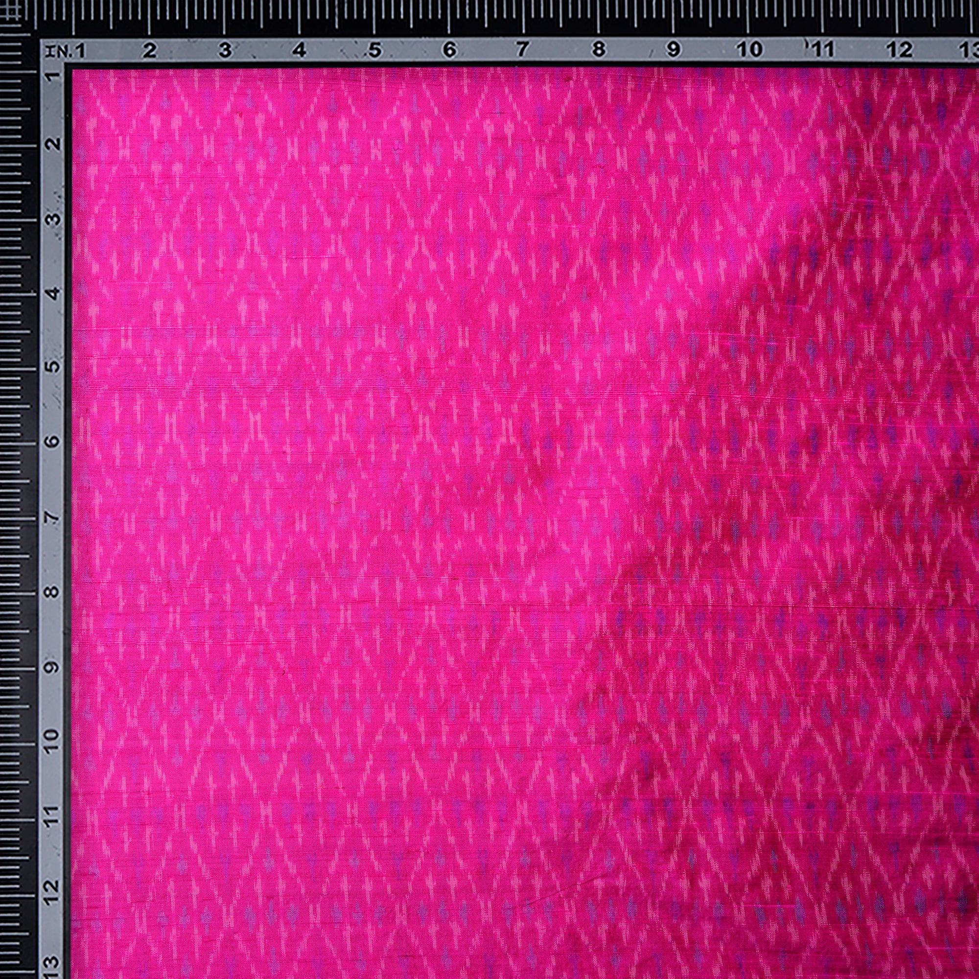Rani Pink Handwoven Dupion Silk Ikat Fabric