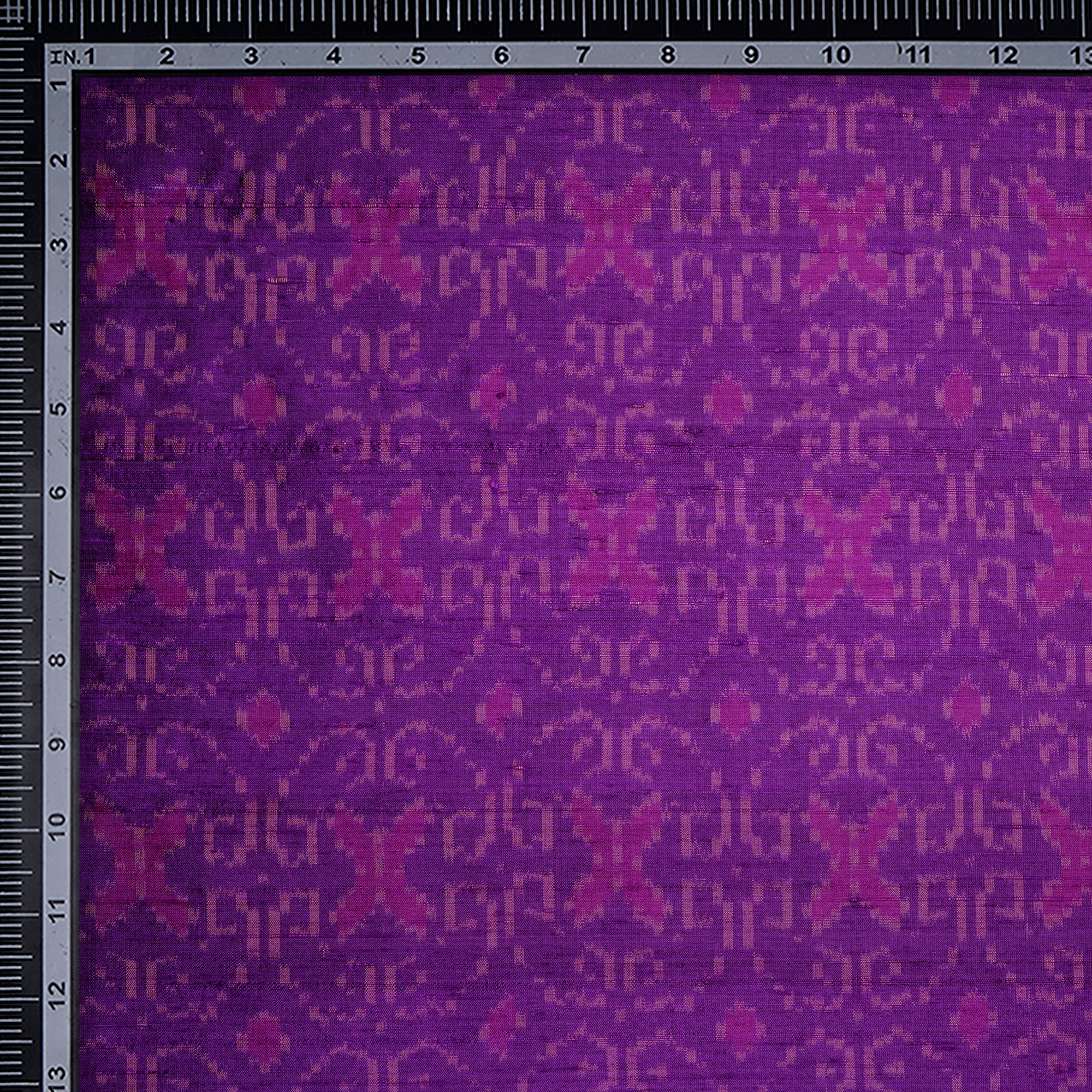 Purple Handwoven Dupion Silk Ikat Fabric
