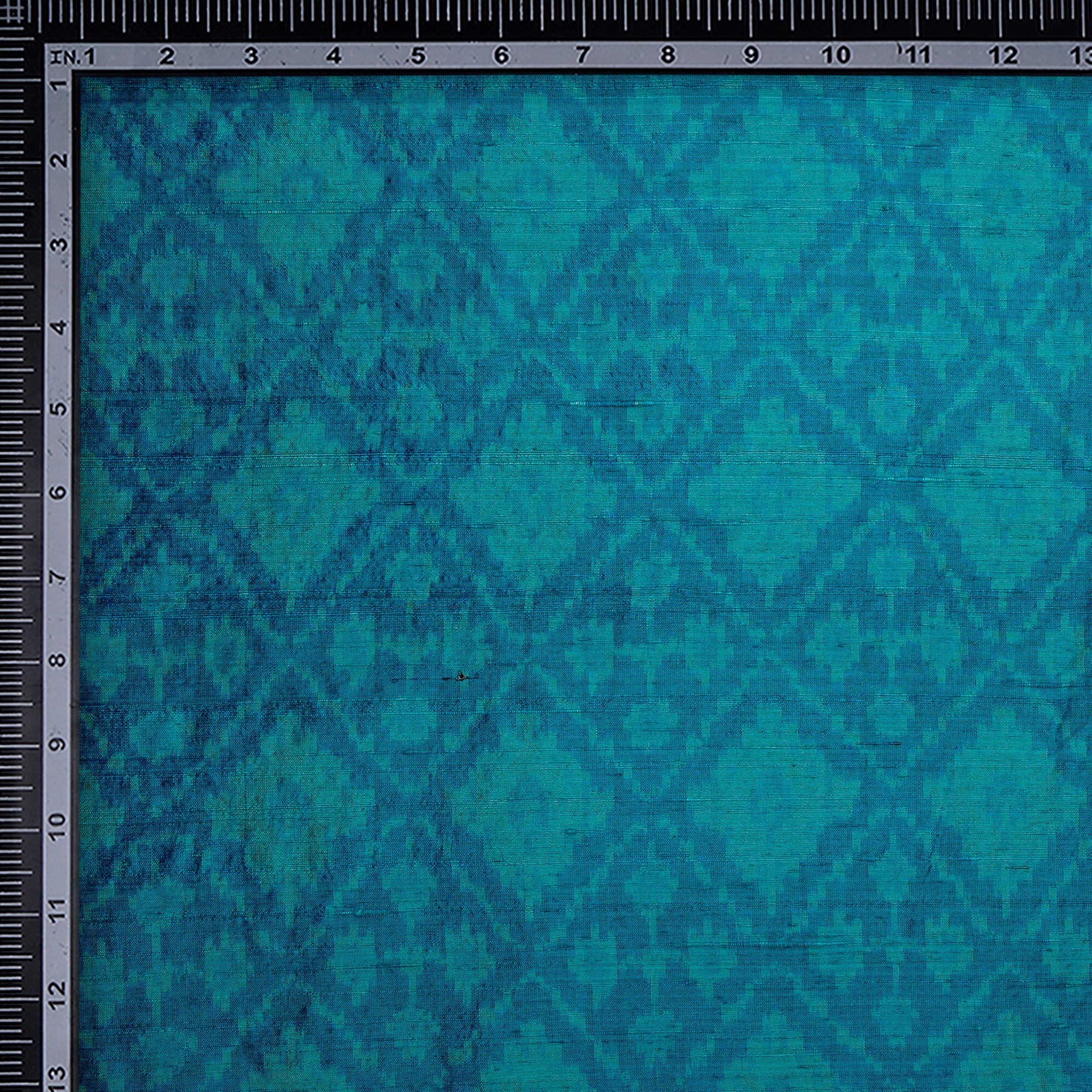 Rama Green Handwoven Dupion Silk Ikat Fabric
