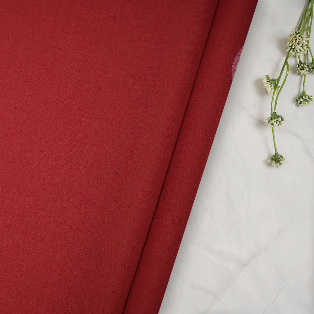 Red Color Handwoven Jamdani Cotton Fabric