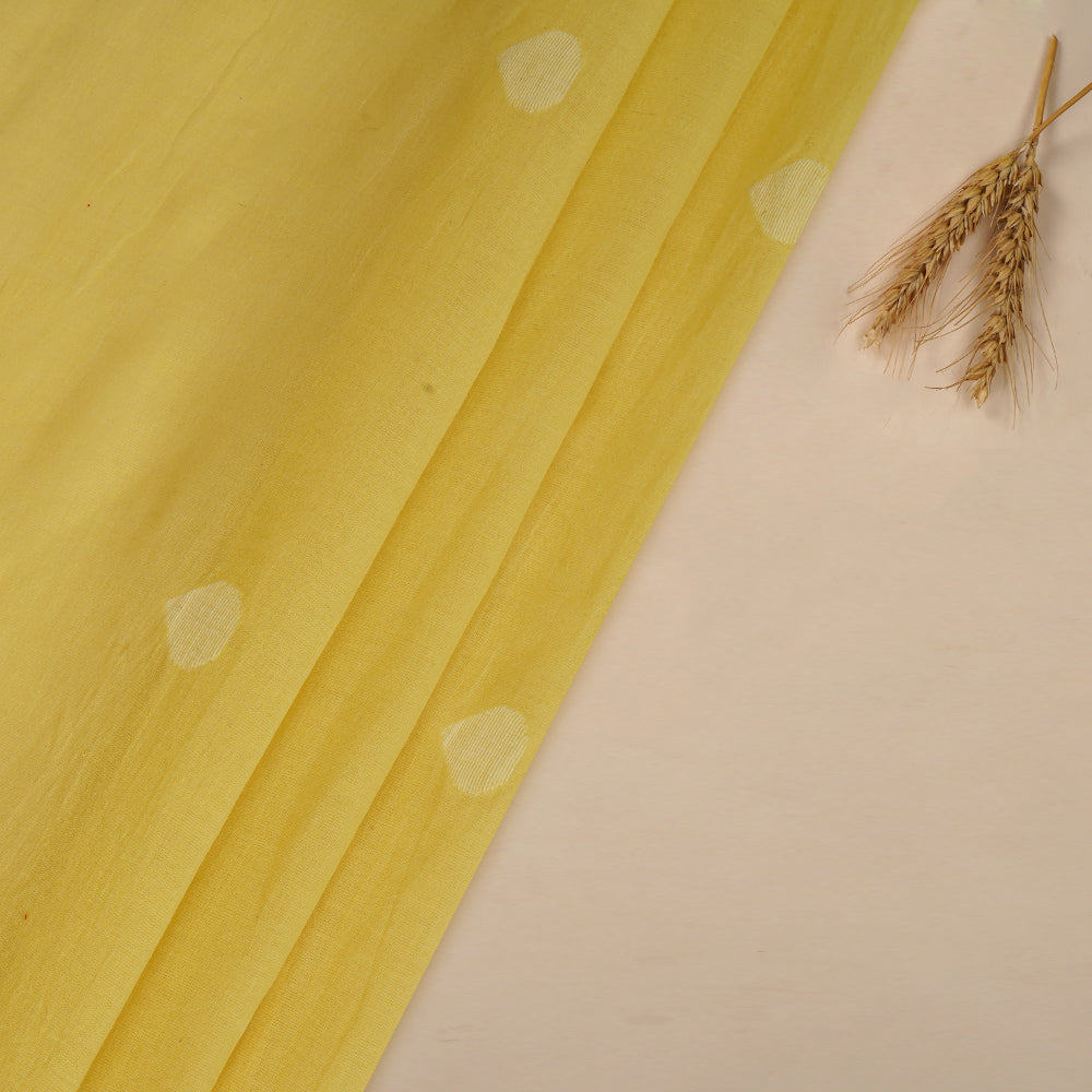 Yellow Color Handwoven Jamdani Cotton Fabric