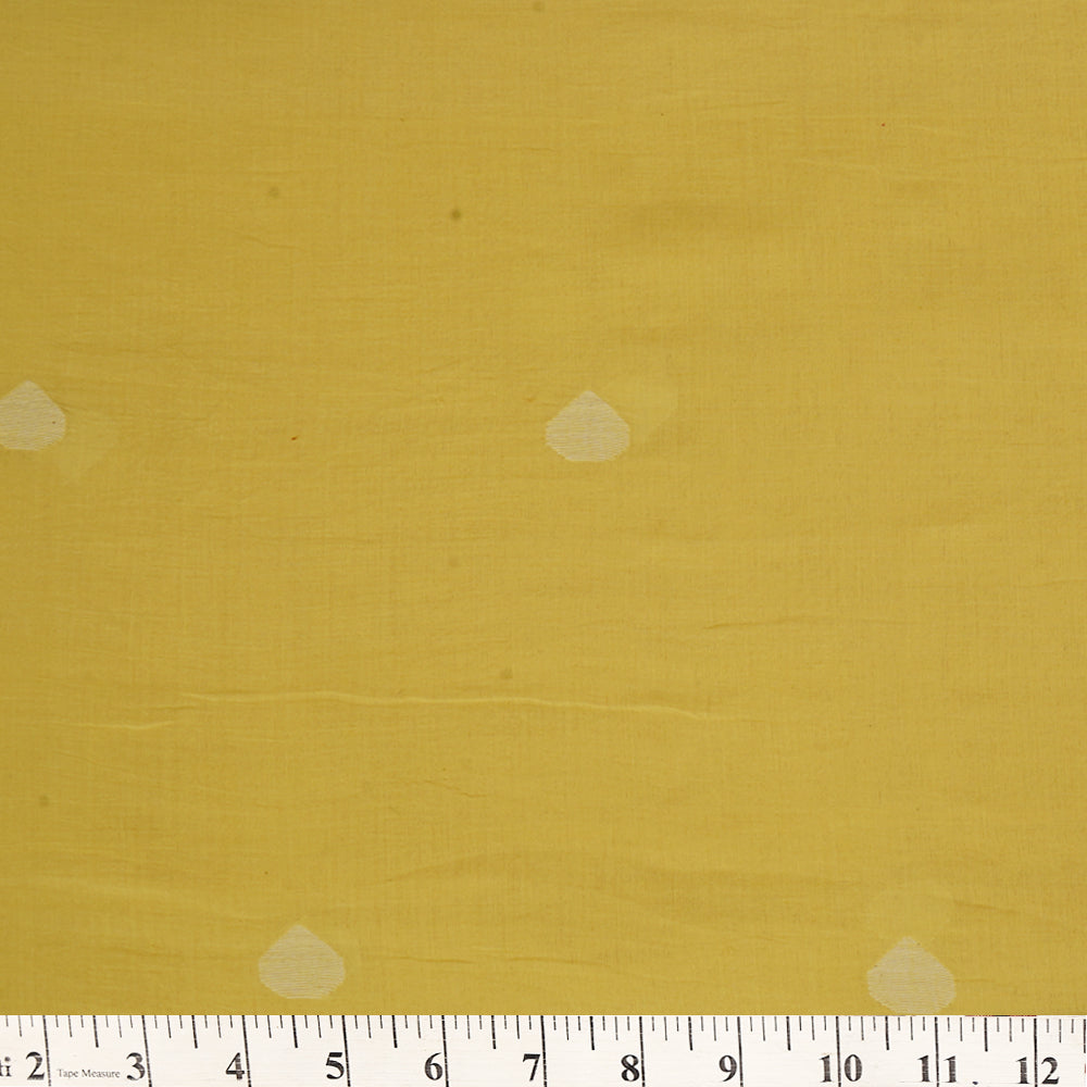 Yellow Color Handwoven Jamdani Cotton Fabric