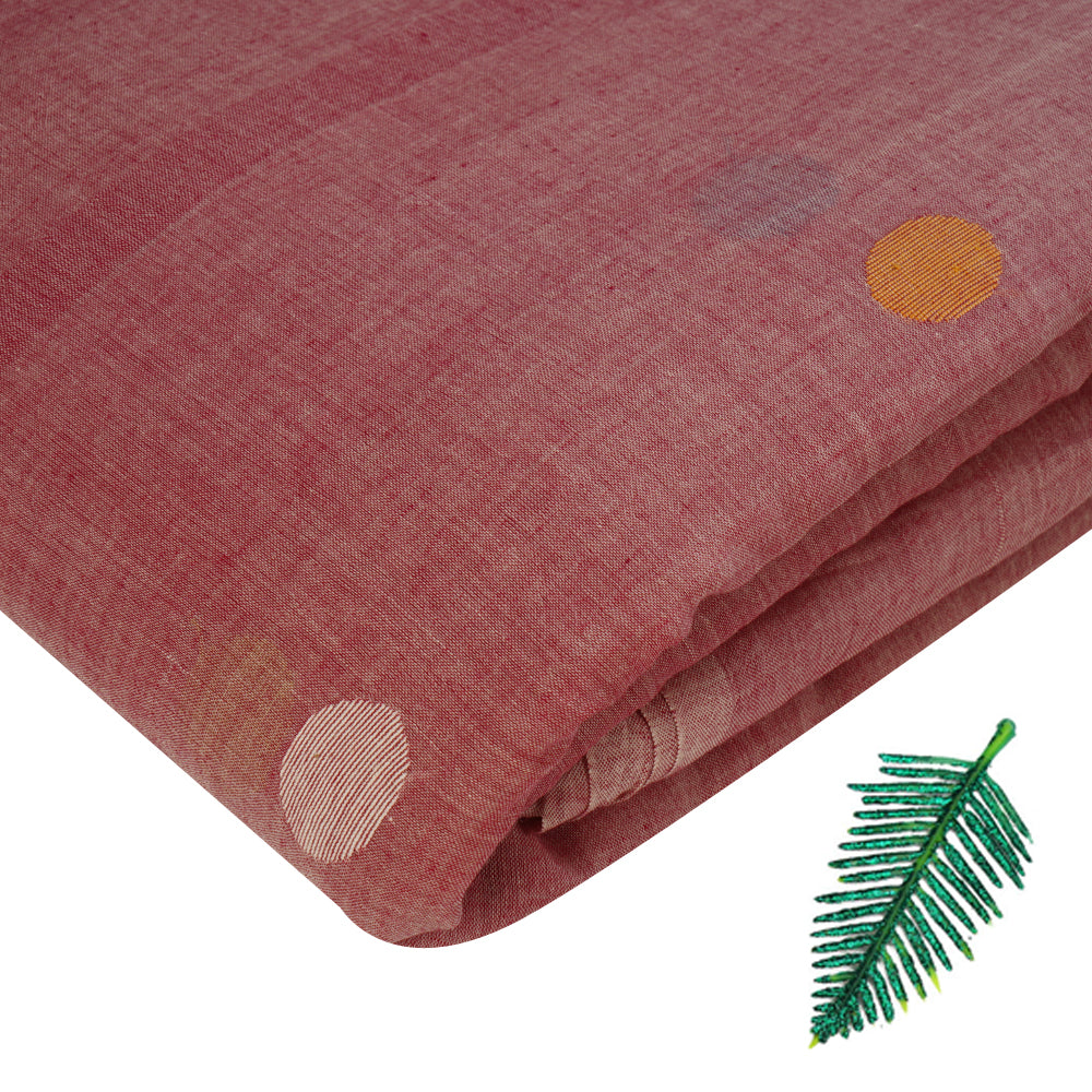 Red Color Handloom Jamdani Pure Cotton Fabric