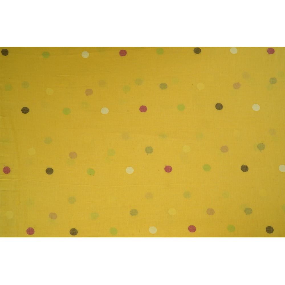Yellow Color Handloom Jamdani Pure Cotton Fabric