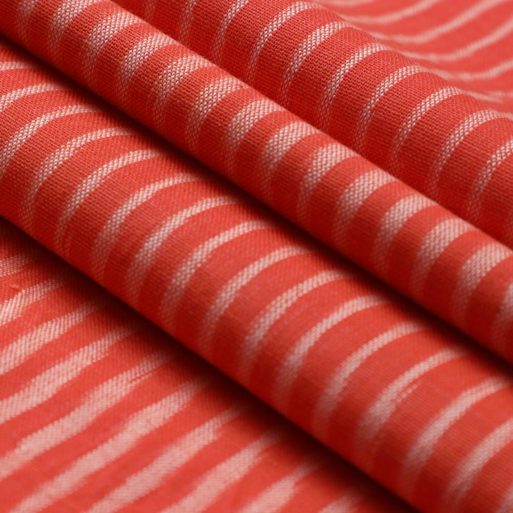 Orange-Peach Color Handwoven Ikat Cotton Fabric