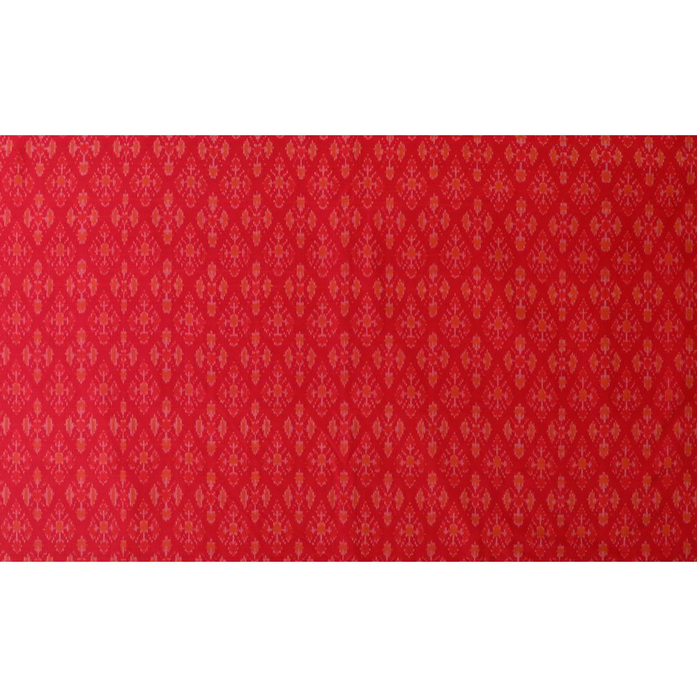 Raspberry Color Handwoven Ikat Sico Silk Fabric