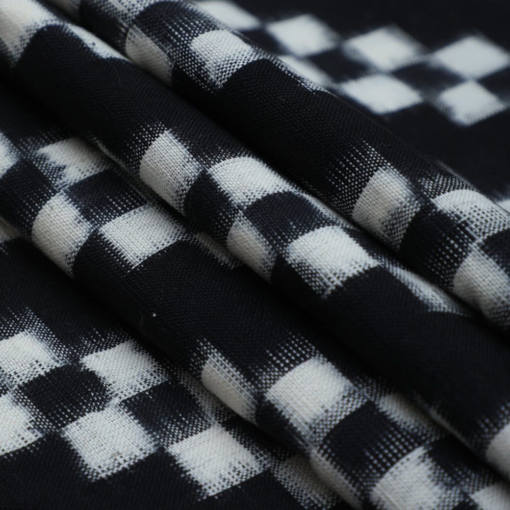 Black-White Color Handwoven Ikat Double Cotton Fabric