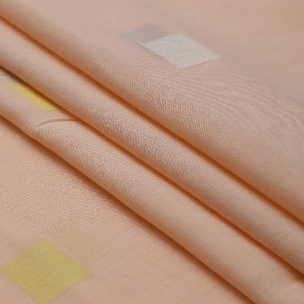 Peach Color Handloom Jamdani Pure Cotton Fabric