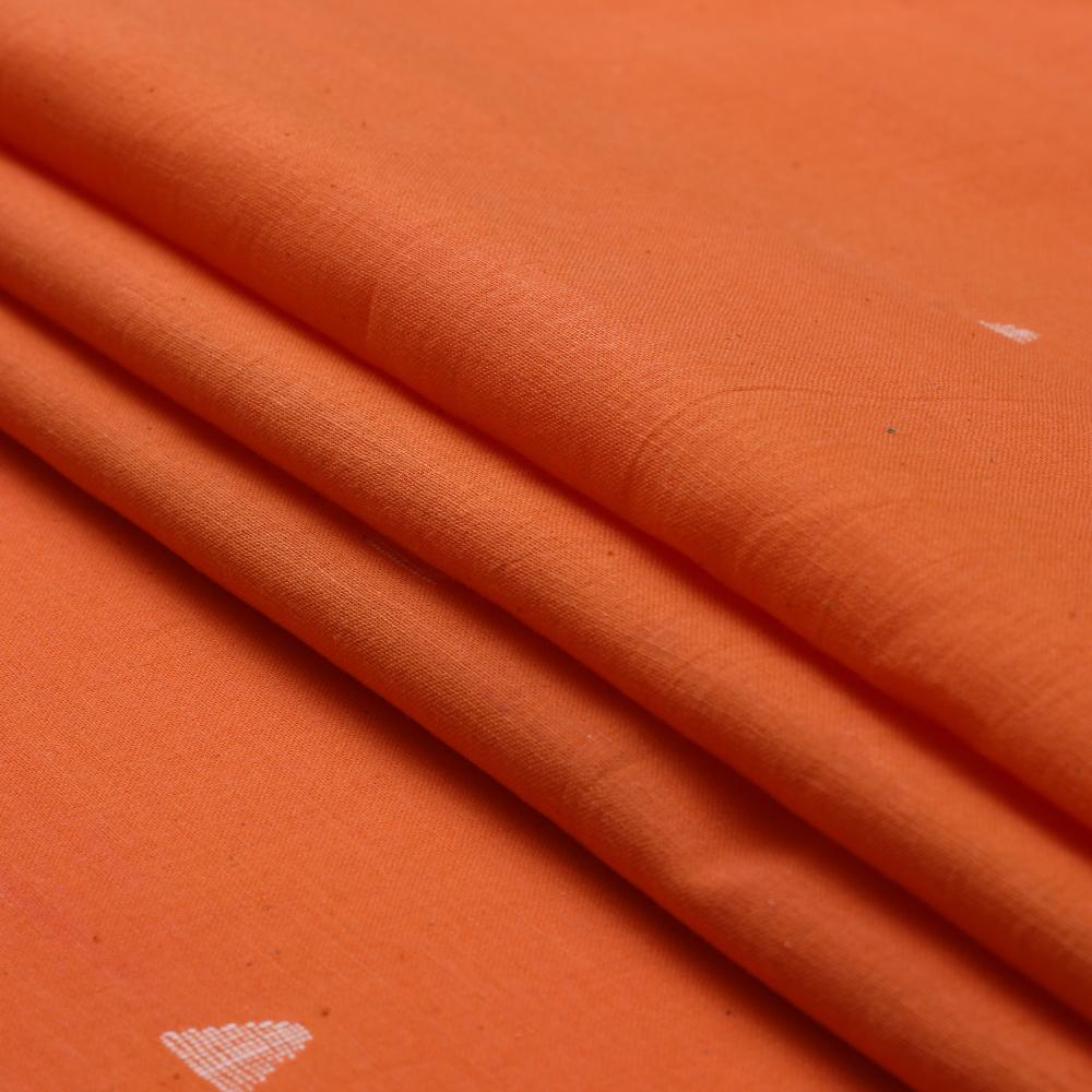 Orange Color Handloom Jamdani Pure Cotton Fabric