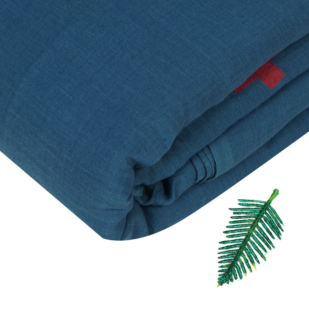 Dark Blue Color Handloom Jamdani Pure Cotton Fabric