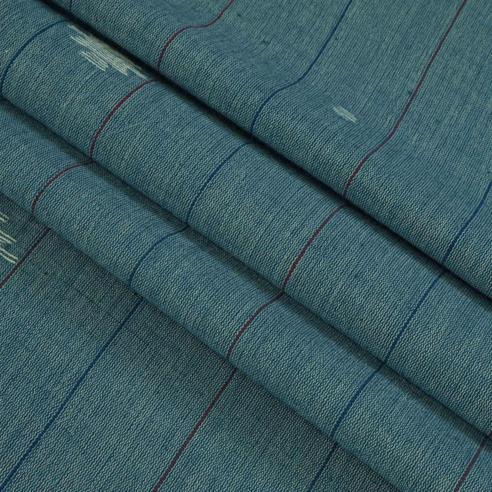 Blue Color Handloom Jamdani Pure Cotton Fabric