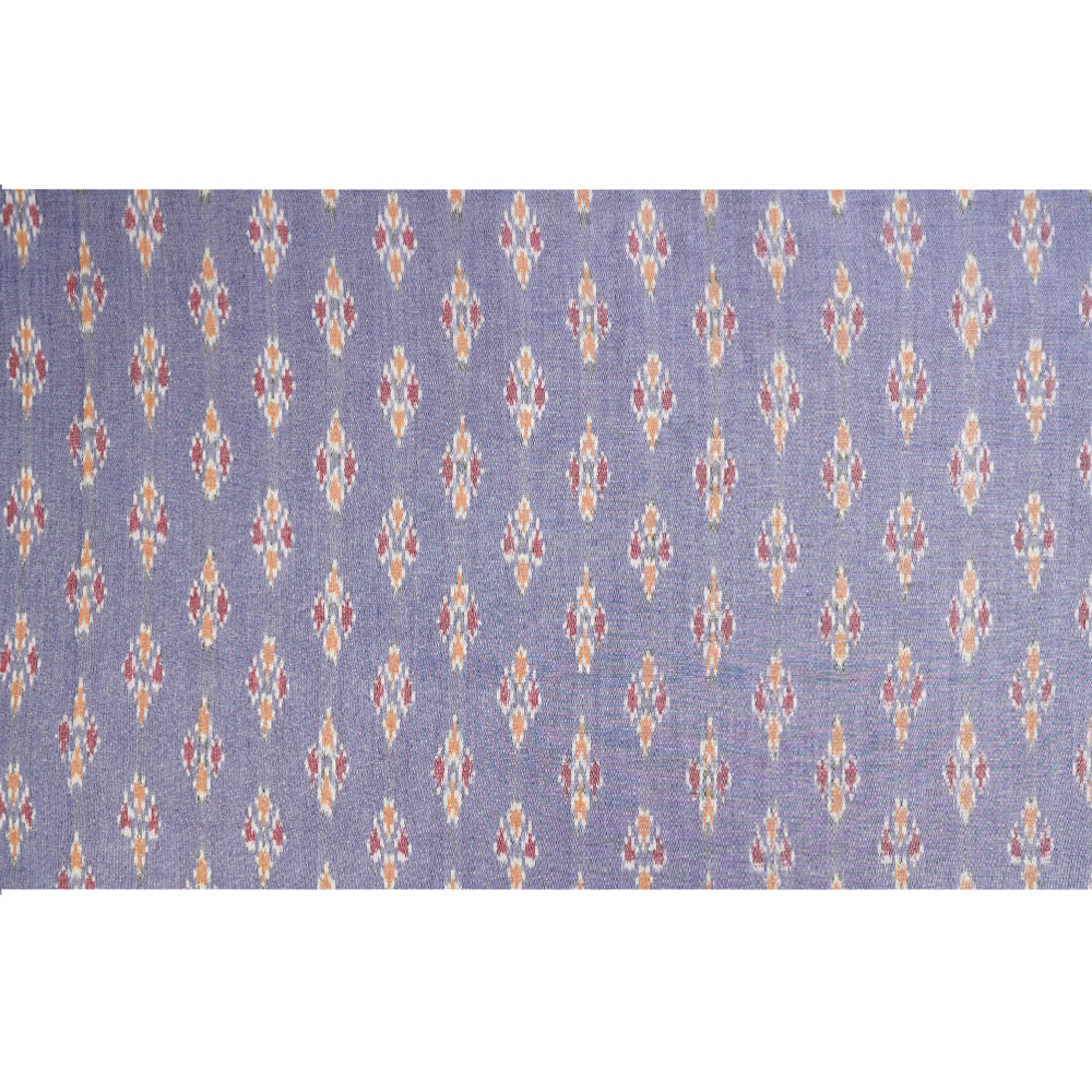 Blue-Mustard Color Handwoven Pure Cotton Ikat Fabric