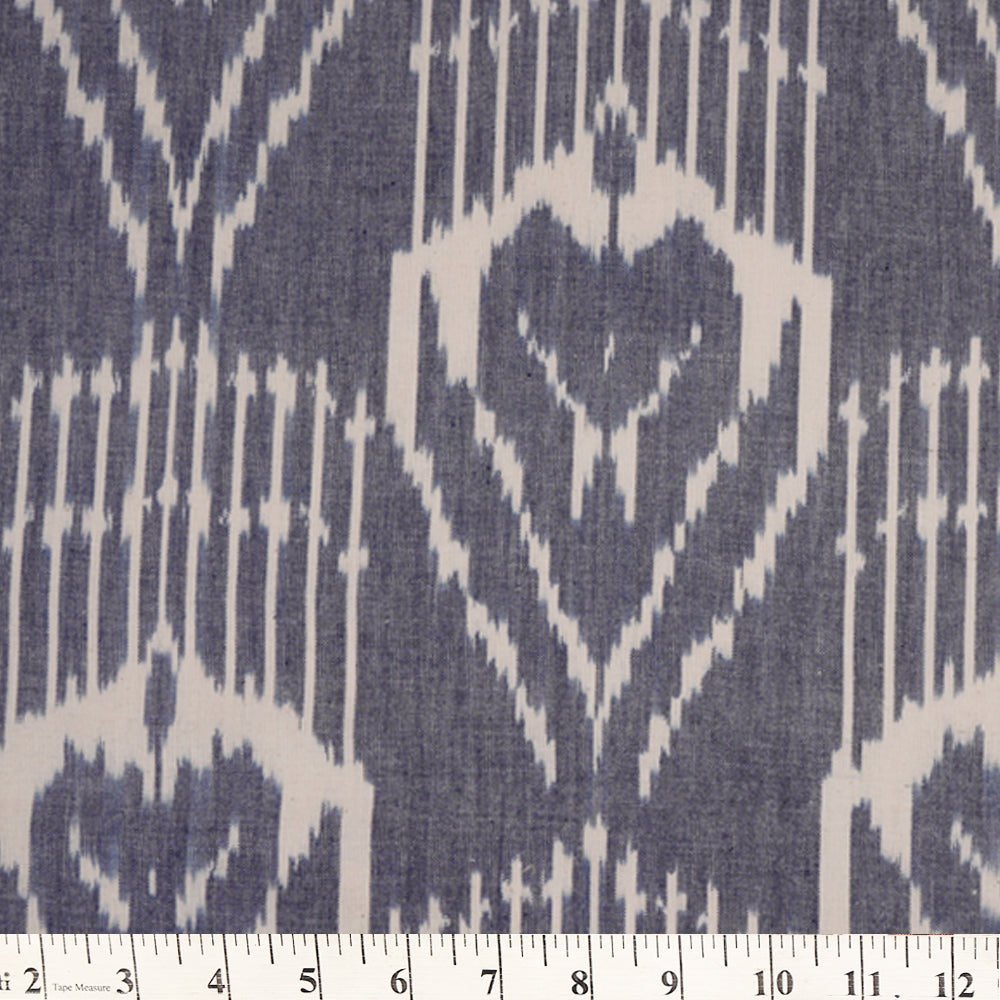 Chambray-White Color Handwoven Pure Cotton Ikat Fabric