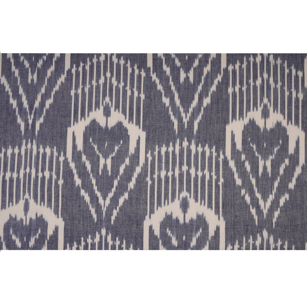 Chambray-White Color Handwoven Pure Cotton Ikat Fabric