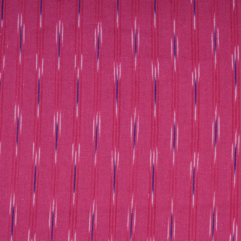 Pink Color Handwoven Pure Cotton Ikat Fabric