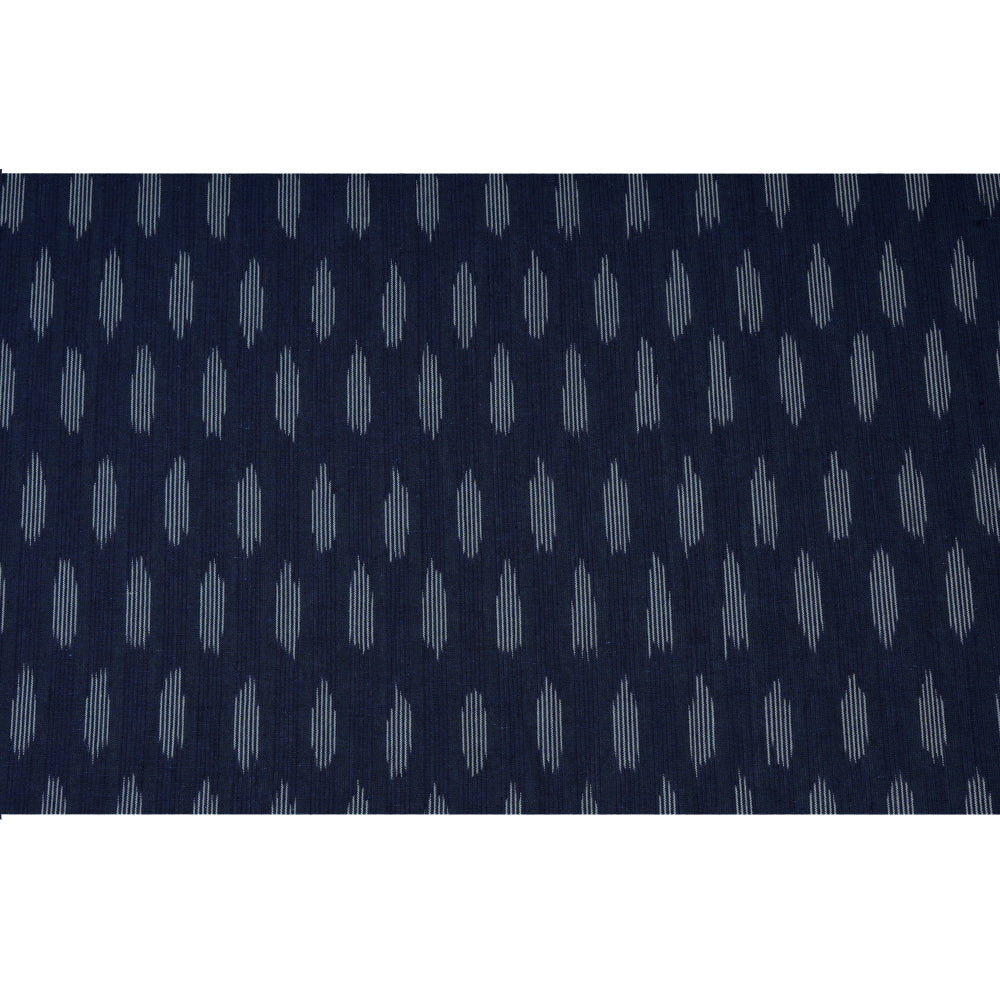 Regal Blue Color Handwoven Pure Cotton Ikat Fabric
