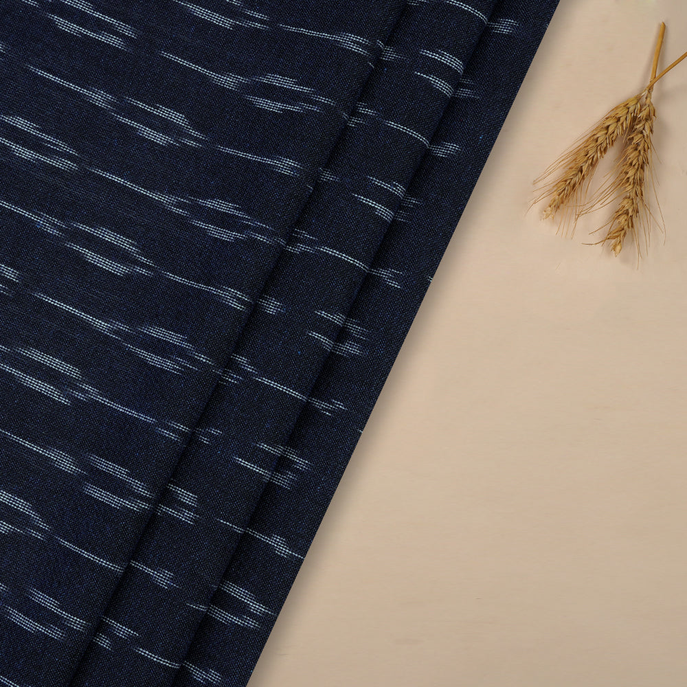 Navy Color Handwoven Pure Cotton Ikat Fabric