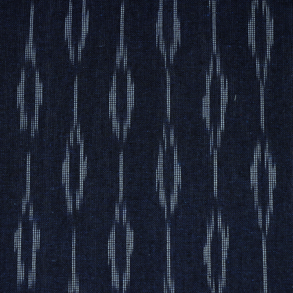 Navy Color Handwoven Pure Cotton Ikat Fabric