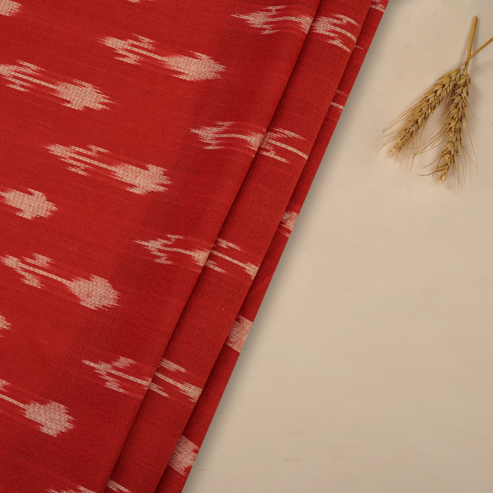 Buy Maroon Color Handwoven Pure Cotton Ikat Fabric 57614/7 | FFAB