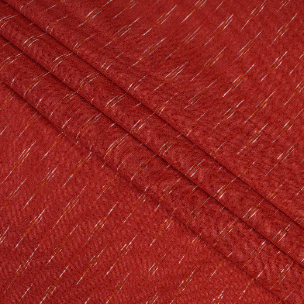 Red Color Handwoven Pure Cotton Ikat Fabric