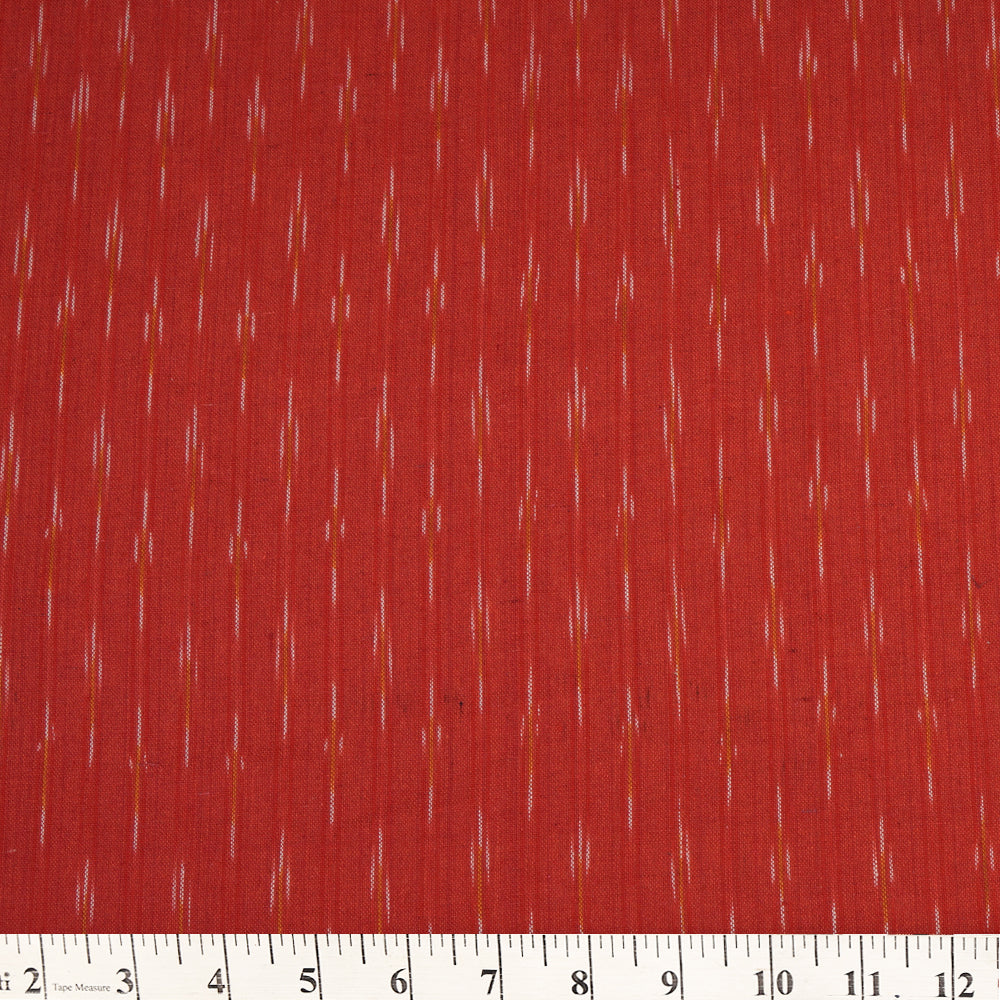 Red Color Handwoven Pure Cotton Ikat Fabric