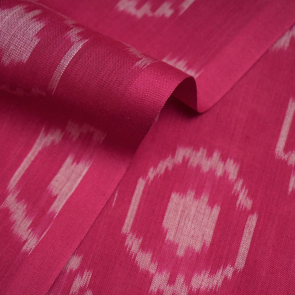 Pink Color Washed Woven Double Ikat Cotton Fabric