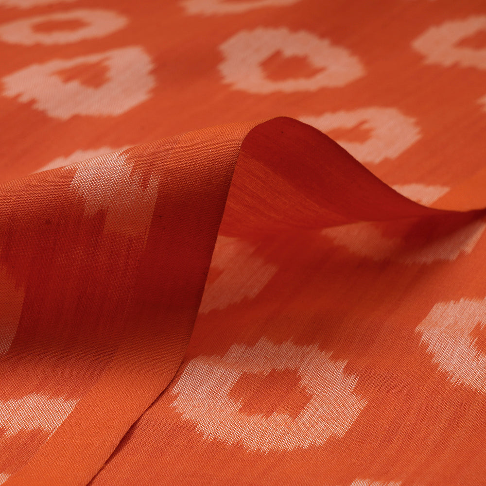 Orange Color Mercerized Washed Woven Ikat Cotton Fabric