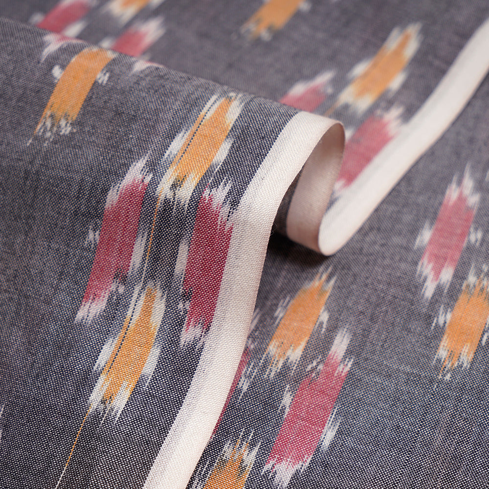 Multi Color Washed Mercerized Woven Ikat Cotton Fabric