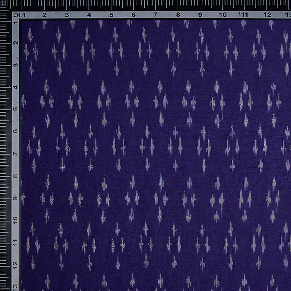 Blue Color Washed Mercerized Woven Ikat Cotton Fabric