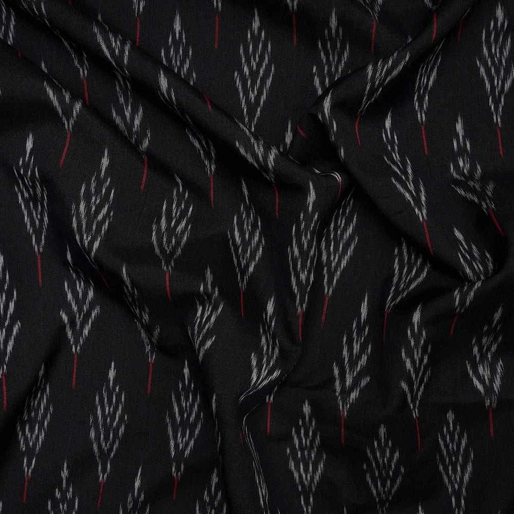 Black Color Mercerized Washed Woven Ikat Cotton Fabric