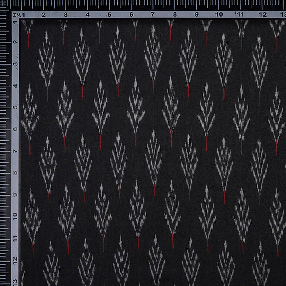 Black Color Mercerized Washed Woven Ikat Cotton Fabric
