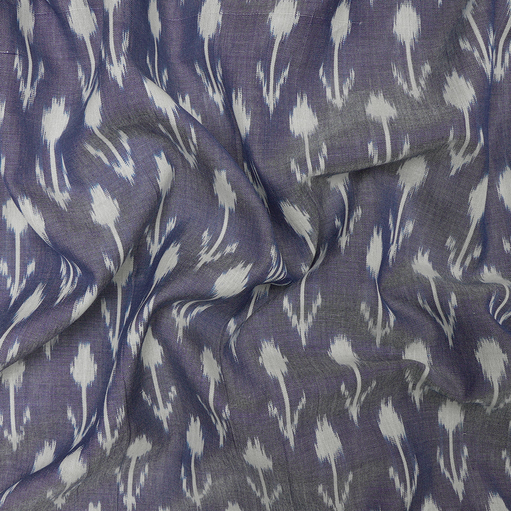 Blue Color Mercerized Washed Woven Ikat Cotton Fabric