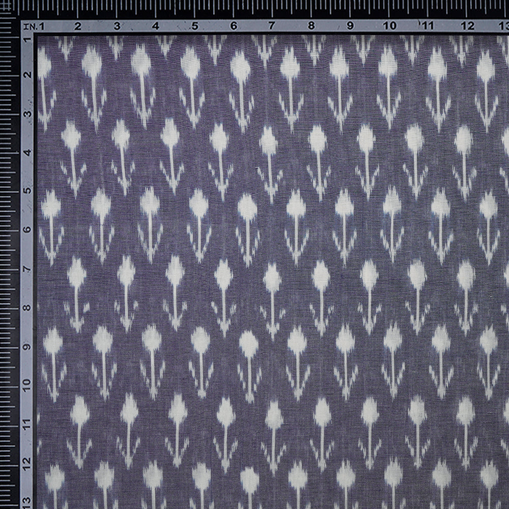 Blue Color Mercerized Washed Woven Ikat Cotton Fabric